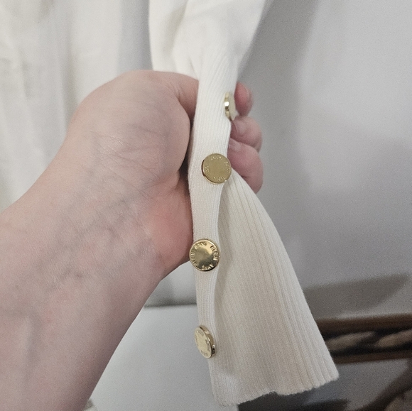 NWT! Anne Klein Ivory Sweater With Gold Button Detail! - Picture 7 of 7